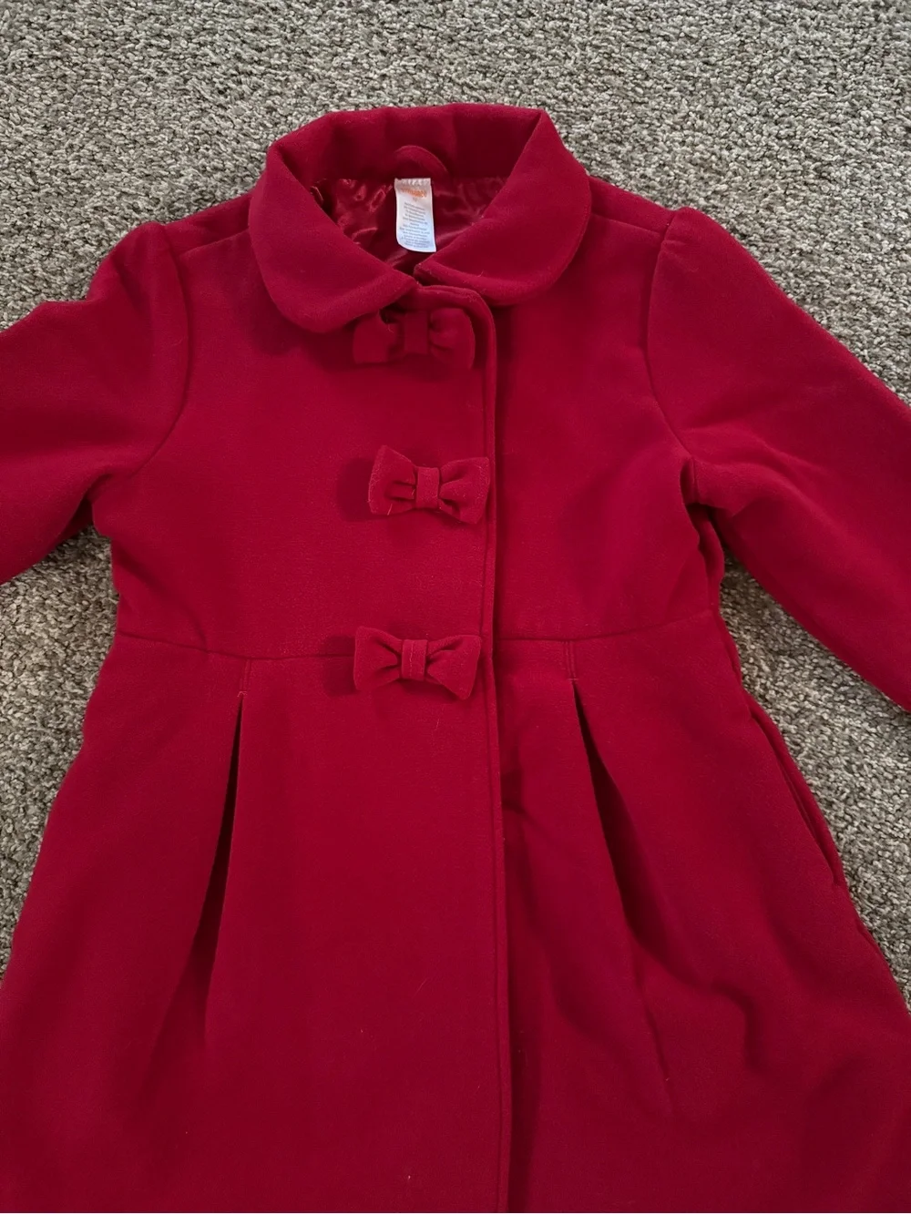 Gymboree Girls' Red Bow-Front Wool Blend Coat